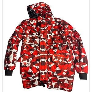 Stay Humble Stay Hungry Red Camouflaged Jacket Mens Medium W/ Detachable Hood